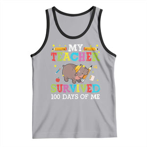 Funny Moo Deng 100th Day Of School Tank Top My Teacher Survived 100 Days Of Me TS09 Athletic Heather Black Print Your Wear