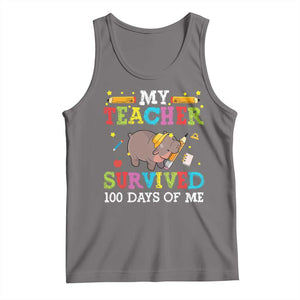 Funny Moo Deng 100th Day Of School Tank Top My Teacher Survived 100 Days Of Me TS09 Deep Heather Print Your Wear