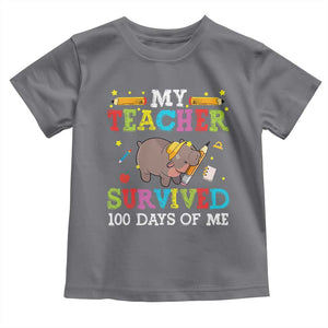 Funny Moo Deng 100th Day Of School Toddler T Shirt My Teacher Survived 100 Days Of Me TS09 Charcoal Print Your Wear
