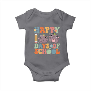 Happy 100 Days Of School Cute Moo Deng Baby Onesie TS09 Charcoal Print Your Wear