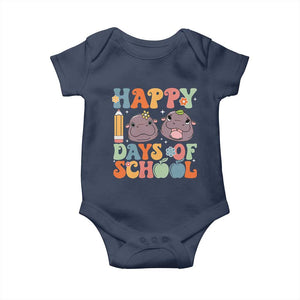 Happy 100 Days Of School Cute Moo Deng Baby Onesie TS09 Navy Print Your Wear