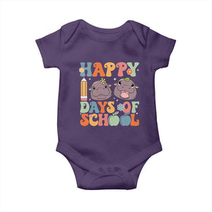 Happy 100 Days Of School Cute Moo Deng Baby Onesie TS09 Purple Print Your Wear
