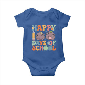 Happy 100 Days Of School Cute Moo Deng Baby Onesie TS09 Royal Blue Print Your Wear