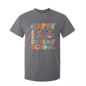 Happy 100 Days Of School Cute Moo Deng T Shirt For Kid TS09 Charcoal Print Your Wear