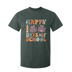 Happy 100 Days Of School Cute Moo Deng T Shirt For Kid TS09 Dark Forest Green Print Your Wear