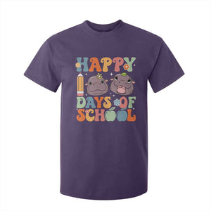 Happy 100 Days Of School Cute Moo Deng T Shirt For Kid TS09 Purple Print Your Wear