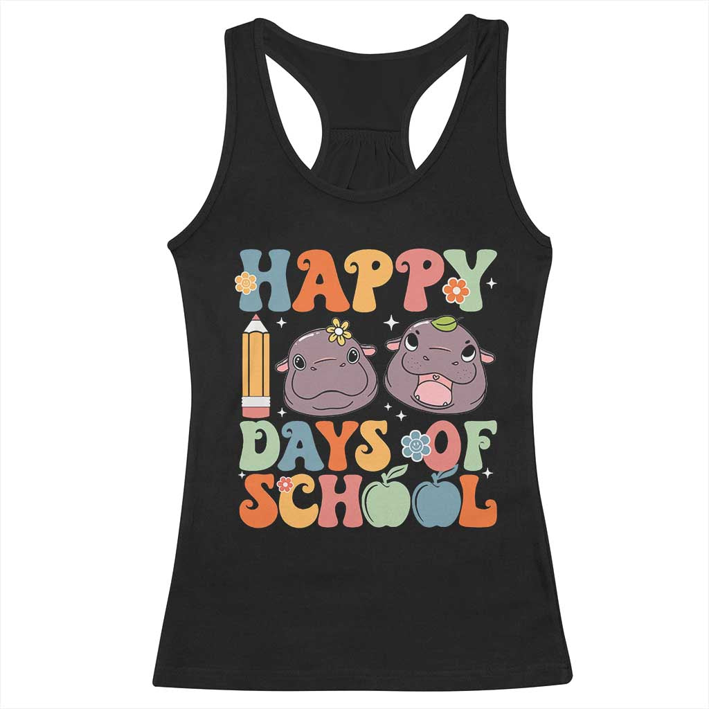 Happy 100 Days Of School Cute Moo Deng Racerback Tank Top TS09 Black Print Your Wear