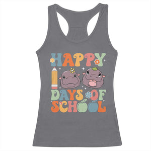 Happy 100 Days Of School Cute Moo Deng Racerback Tank Top TS09 Charcoal Print Your Wear
