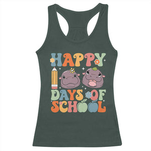Happy 100 Days Of School Cute Moo Deng Racerback Tank Top TS09 Dark Forest Green Print Your Wear
