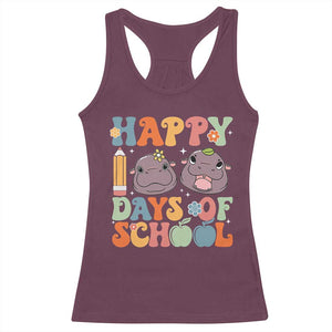 Happy 100 Days Of School Cute Moo Deng Racerback Tank Top TS09 Maroon Print Your Wear