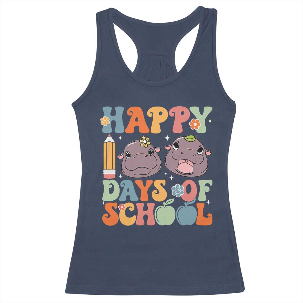 Happy 100 Days Of School Cute Moo Deng Racerback Tank Top TS09 Navy Print Your Wear