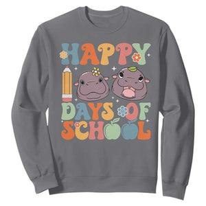 Happy 100 Days Of School Cute Moo Deng Sweatshirt TS09 Charcoal Print Your Wear