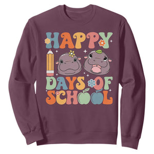 Happy 100 Days Of School Cute Moo Deng Sweatshirt TS09 Maroon Print Your Wear