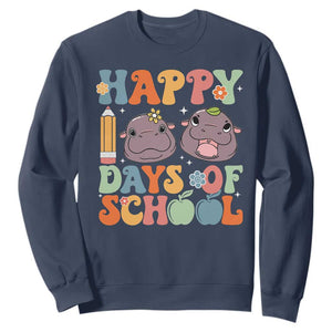 Happy 100 Days Of School Cute Moo Deng Sweatshirt TS09 Navy Print Your Wear