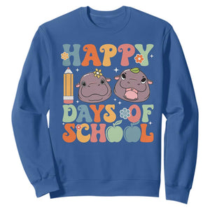 Happy 100 Days Of School Cute Moo Deng Sweatshirt TS09 Royal Blue Print Your Wear