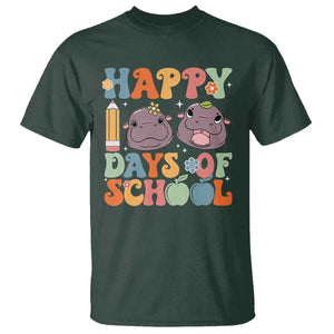 Happy 100 Days Of School Cute Moo Deng T Shirt TS09 Dark Forest Green Print Your Wear
