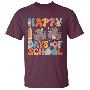 Happy 100 Days Of School Cute Moo Deng T Shirt TS09 Maroon Print Your Wear