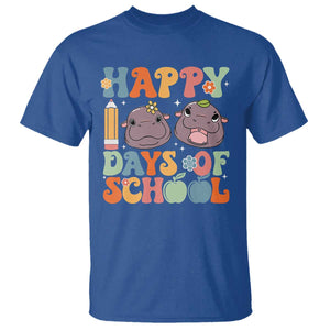 Happy 100 Days Of School Cute Moo Deng T Shirt TS09 Royal Blue Print Your Wear