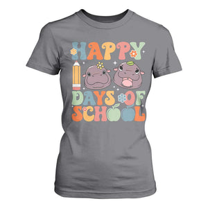 Happy 100 Days Of School Cute Moo Deng T Shirt For Women TS09 Charcoal Print Your Wear