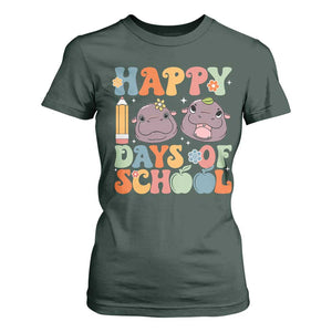 Happy 100 Days Of School Cute Moo Deng T Shirt For Women TS09 Dark Forest Green Print Your Wear