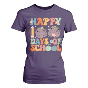 Happy 100 Days Of School Cute Moo Deng T Shirt For Women TS09 Purple Print Your Wear