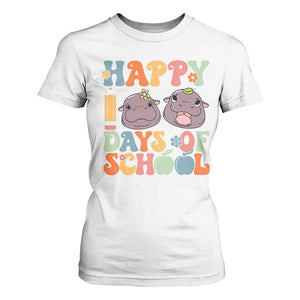 Happy 100 Days Of School Cute Moo Deng T Shirt For Women TS09 White Print Your Wear