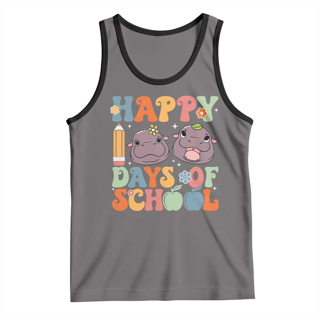 Happy 100 Days Of School Cute Moo Deng Tank Top TS09 Deep Heather Black Print Your Wear