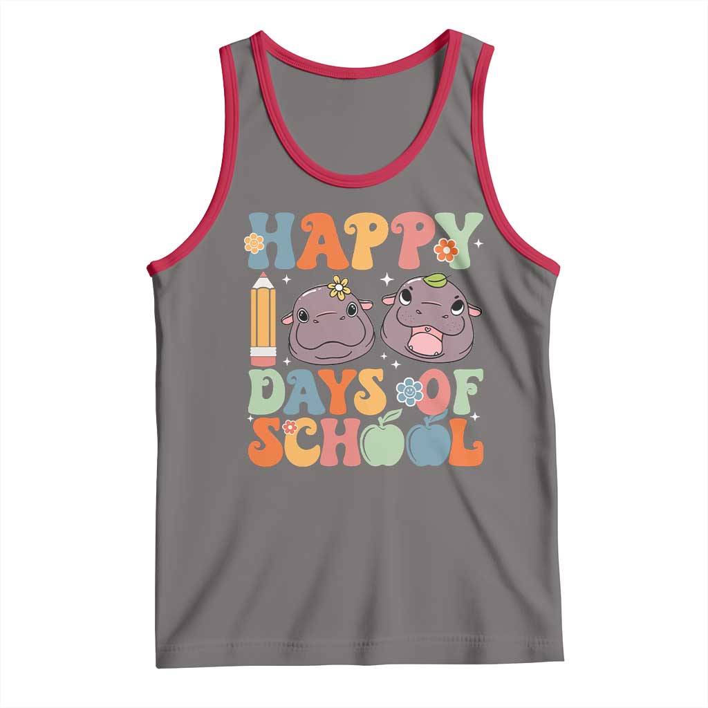 Happy 100 Days Of School Cute Moo Deng Tank Top TS09 Deep Heather Red Print Your Wear