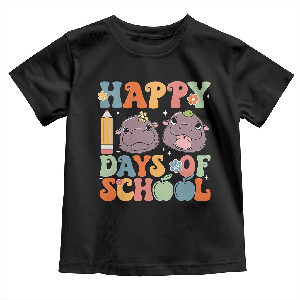 Happy 100 Days Of School Cute Moo Deng Toddler T Shirt TS09 Black Print Your Wear