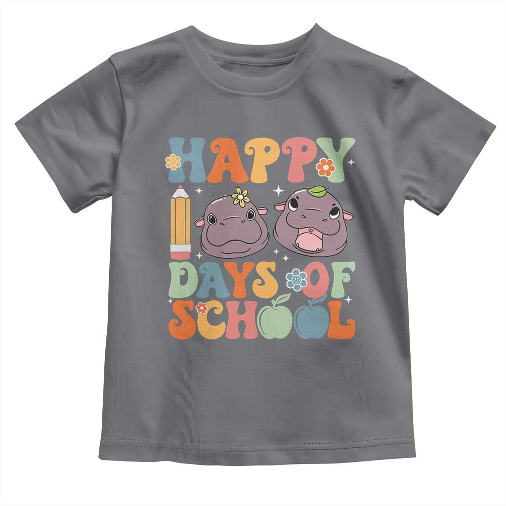 Happy 100 Days Of School Cute Moo Deng Toddler T Shirt TS09 Charcoal Print Your Wear