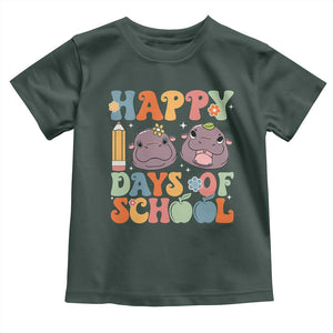 Happy 100 Days Of School Cute Moo Deng Toddler T Shirt TS09 Dark Forest Green Print Your Wear