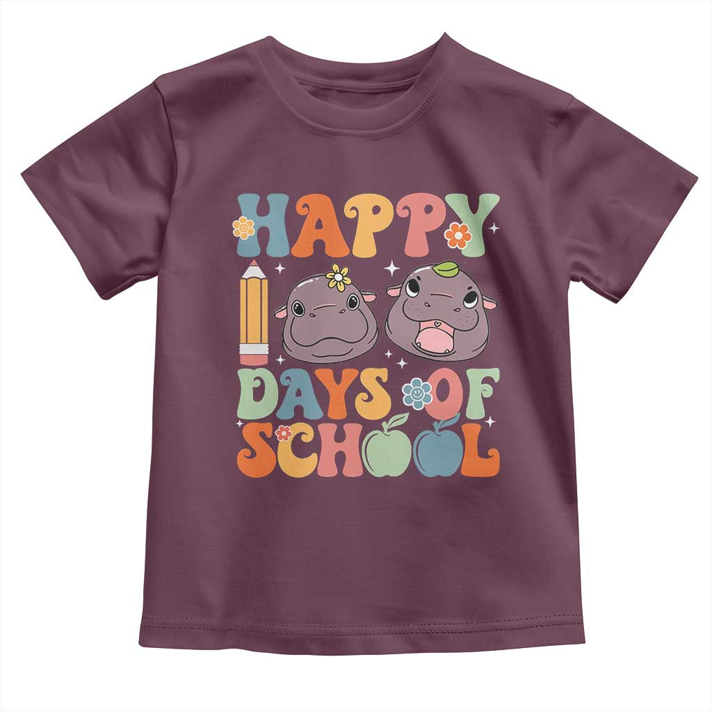 Happy 100 Days Of School Cute Moo Deng Toddler T Shirt TS09 Maroon Print Your Wear