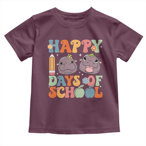 Happy 100 Days Of School Cute Moo Deng Toddler T Shirt TS09 Maroon Print Your Wear