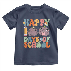 Happy 100 Days Of School Cute Moo Deng Toddler T Shirt TS09 Navy Print Your Wear