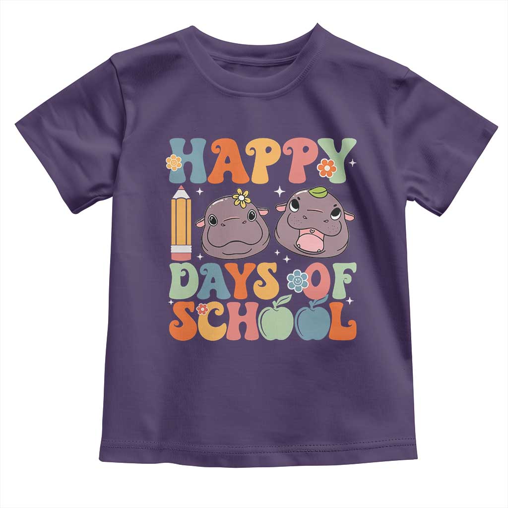 Happy 100 Days Of School Cute Moo Deng Toddler T Shirt TS09 Purple Print Your Wear