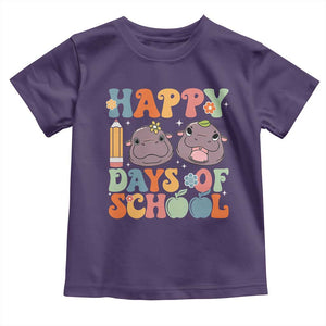 Happy 100 Days Of School Cute Moo Deng Toddler T Shirt TS09 Purple Print Your Wear