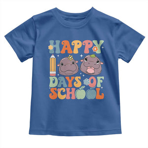 Happy 100 Days Of School Cute Moo Deng Toddler T Shirt TS09 Royal Blue Print Your Wear
