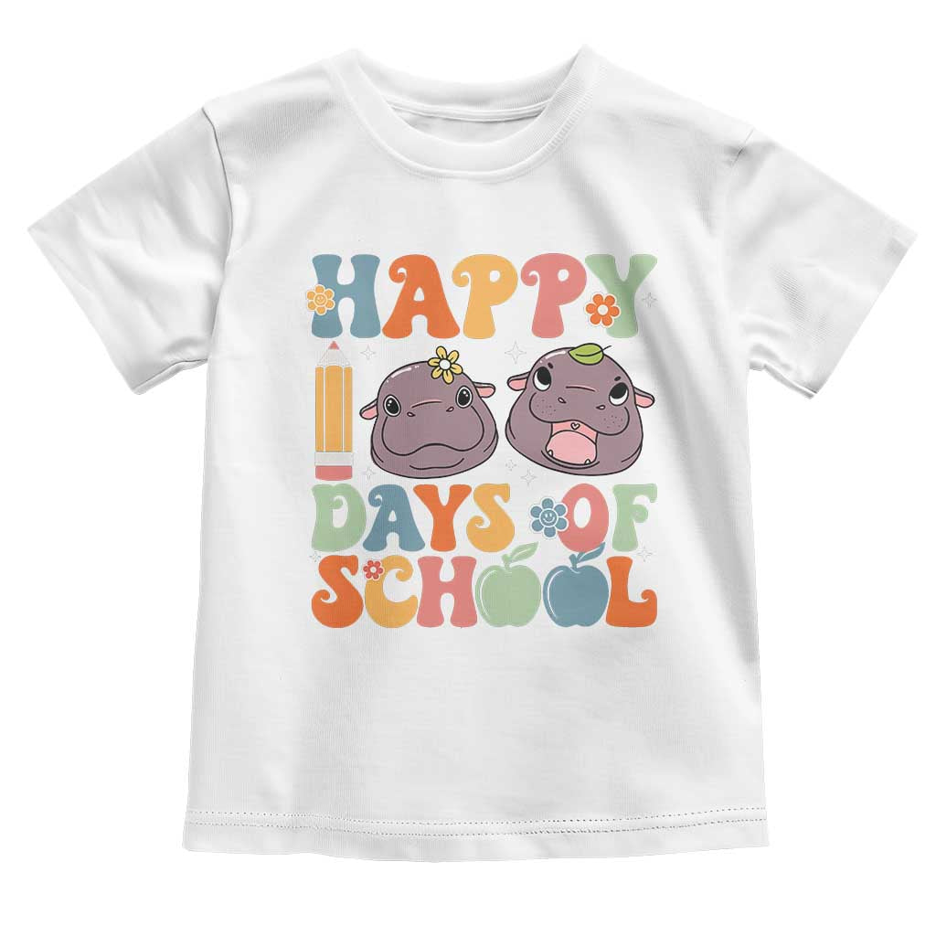 Happy 100 Days Of School Cute Moo Deng Toddler T Shirt TS09 White Print Your Wear