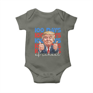 Funny 100 Days Of School Trump Baby Onesie TS09 Military Green Print Your Wear