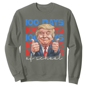 Funny 100 Days Of School Trump Sweatshirt TS09 Military Green Print Your Wear