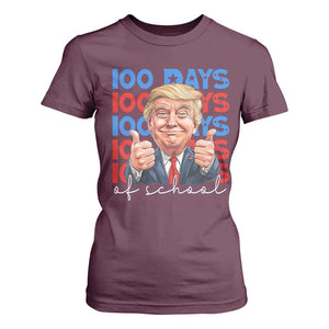 Funny 100 Days Of School Trump T Shirt For Women TS09 Maroon Print Your Wear