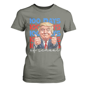 Funny 100 Days Of School Trump T Shirt For Women TS09 Military Green Print Your Wear
