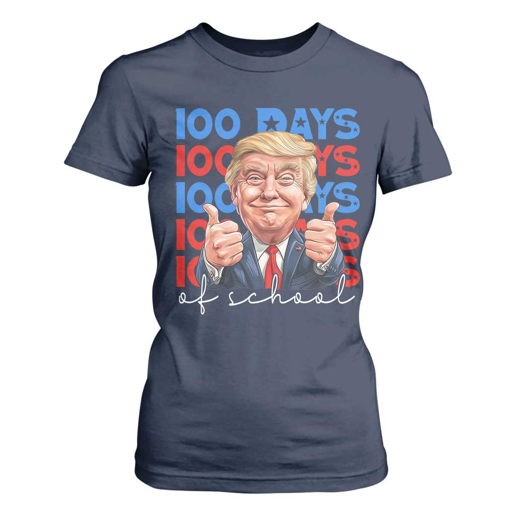 Funny 100 Days Of School Trump T Shirt For Women TS09 Navy Print Your Wear