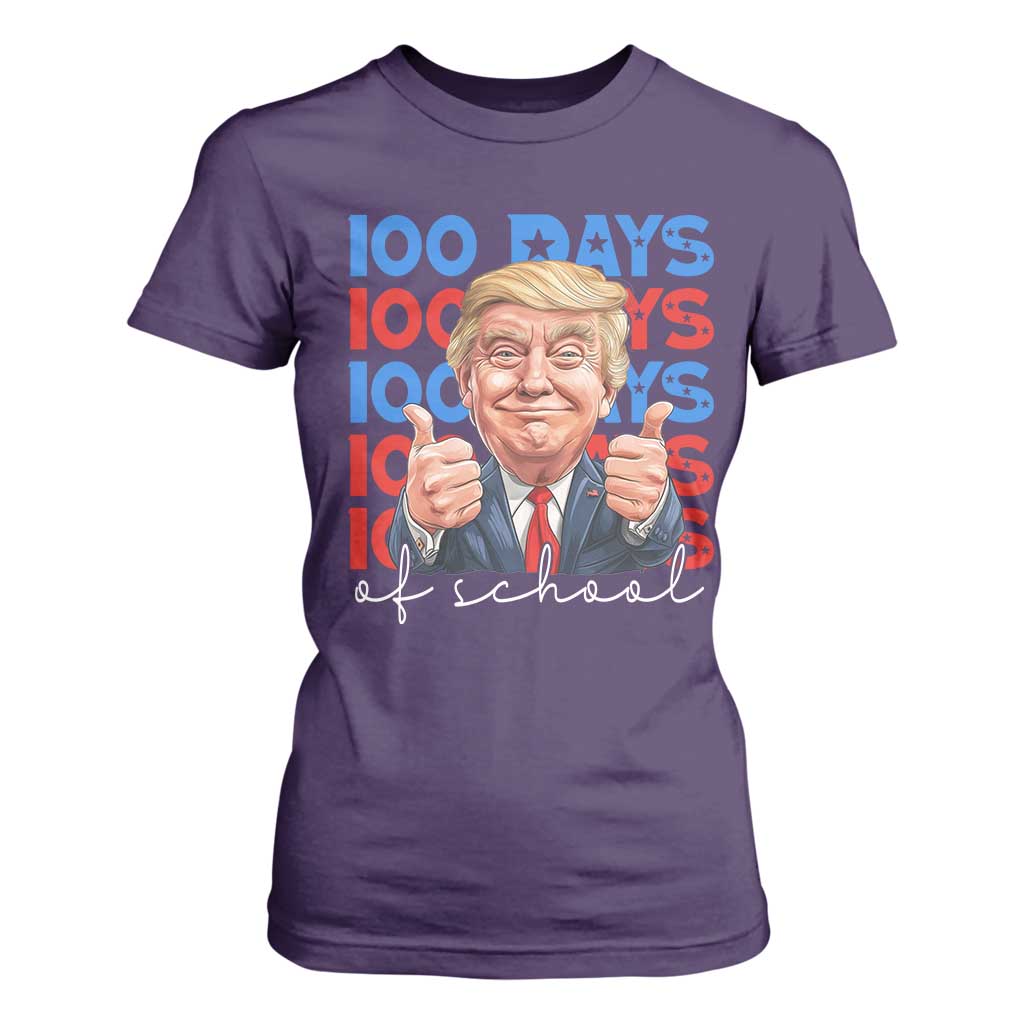 Funny 100 Days Of School Trump T Shirt For Women TS09 Purple Print Your Wear