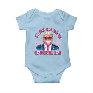 In My 100 Days Of School Era Trump Baby Onesie Pink Trump Bubble Gum TS09 Light Blue Print Your Wear