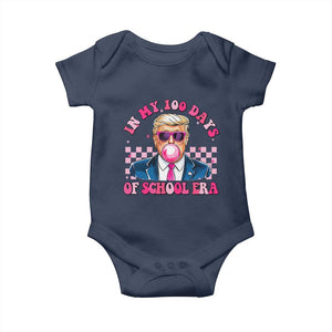 In My 100 Days Of School Era Trump Baby Onesie Pink Trump Bubble Gum TS09 Navy Print Your Wear