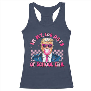 In My 100 Days Of School Era Trump Racerback Tank Top Pink Trump Bubble Gum TS09 Navy Print Your Wear