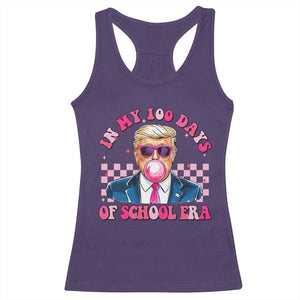 In My 100 Days Of School Era Trump Racerback Tank Top Pink Trump Bubble Gum TS09 Purple Print Your Wear