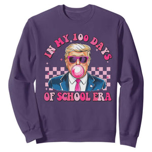 In My 100 Days Of School Era Trump Sweatshirt Pink Trump Bubble Gum TS09 Purple Print Your Wear
