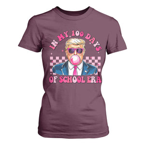 In My 100 Days Of School Era Trump T Shirt For Women Pink Trump Bubble Gum TS09 Maroon Print Your Wear